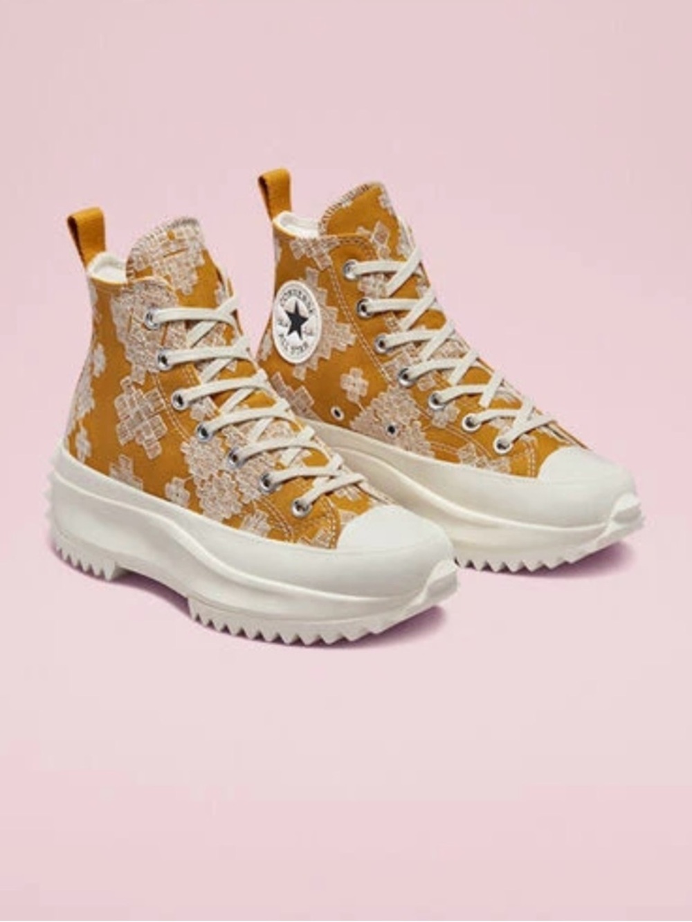 Converse All Star High Top Sneakers in Mustard Yellow and White